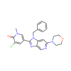 Cn1cc(-c2nc3cnc(N4CCOCC4)cc3n2Cc2ccccc2)cc(Cl)c1=O ZINC001772620783