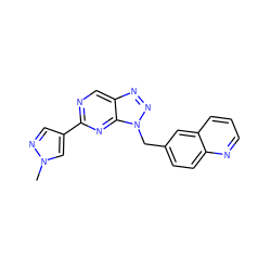 Cn1cc(-c2ncc3nnn(Cc4ccc5ncccc5c4)c3n2)cn1 ZINC000139572413