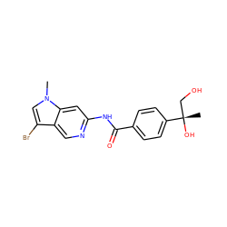 Cn1cc(Br)c2cnc(NC(=O)c3ccc([C@@](C)(O)CO)cc3)cc21 ZINC000145264270