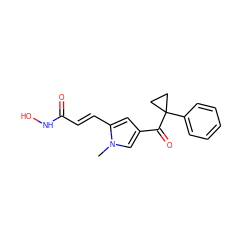 Cn1cc(C(=O)C2(c3ccccc3)CC2)cc1/C=C/C(=O)NO ZINC000013559560