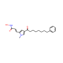 Cn1cc(C(=O)CCCCCCCc2ccccc2)cc1/C=C/C(=O)NO ZINC000013559559