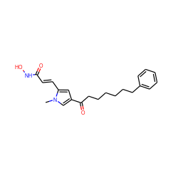 Cn1cc(C(=O)CCCCCCc2ccccc2)cc1/C=C/C(=O)NO ZINC000013559558