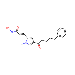 Cn1cc(C(=O)CCCCc2ccccc2)cc1/C=C/C(=O)NO ZINC000013559556