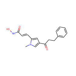 Cn1cc(C(=O)CCc2ccccc2)cc1/C=C/C(=O)NO ZINC000003818581