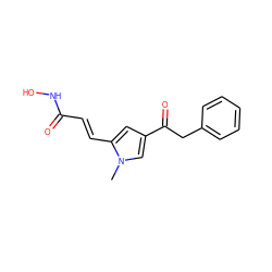 Cn1cc(C(=O)Cc2ccccc2)cc1/C=C/C(=O)NO ZINC000013493184