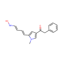 Cn1cc(C(=O)Cc2ccccc2)cc1/C=C/C=C/NO ZINC000036338732