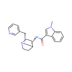 Cn1cc(C(=O)N[C@@H]2C3CCN(CC3)[C@@H]2Cc2cccnc2)c2ccccc21 ZINC000028525625