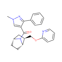 Cn1cc(C(=O)N2[C@H]3CC[C@@H]2C[C@H]3COc2ccccn2)c(-c2ccccc2)n1 ZINC000226058633