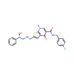 Cn1cc(C(=O)NCc2ccc(Cl)cc2)c(=O)c2cc(CNC[C@@H](O)c3ccccc3)sc21 ZINC000028901279