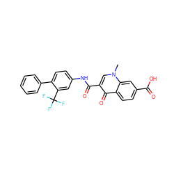 Cn1cc(C(=O)Nc2ccc(-c3ccccc3)c(C(F)(F)F)c2)c(=O)c2ccc(C(=O)O)cc21 ZINC000084652754