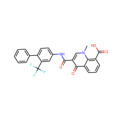 Cn1cc(C(=O)Nc2ccc(-c3ccccc3)c(C(F)(F)F)c2)c(=O)c2cccc(C(=O)O)c21 ZINC000084705651