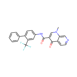 Cn1cc(C(=O)Nc2ccc(-c3ccccc3)c(C(F)(F)F)c2)c(=O)c2ccncc21 ZINC000073224297