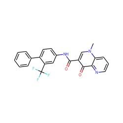 Cn1cc(C(=O)Nc2ccc(-c3ccccc3)c(C(F)(F)F)c2)c(=O)c2ncccc21 ZINC000073157358