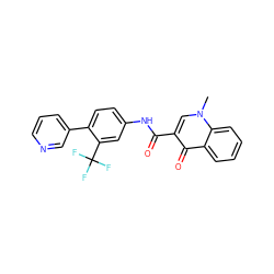 Cn1cc(C(=O)Nc2ccc(-c3cccnc3)c(C(F)(F)F)c2)c(=O)c2ccccc21 ZINC000073223104