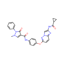 Cn1cc(C(=O)Nc2ccc(Oc3ccc4nc(NC(=O)C5CC5)cn4n3)cc2)c(=O)n1-c1ccccc1 ZINC000103256235