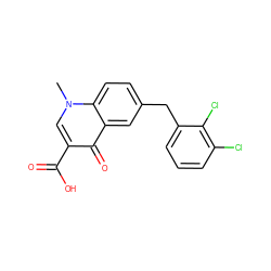 Cn1cc(C(=O)O)c(=O)c2cc(Cc3cccc(Cl)c3Cl)ccc21 ZINC000033817946