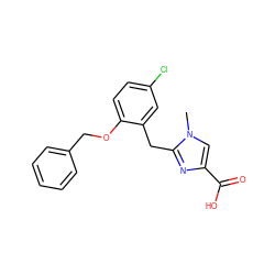 Cn1cc(C(=O)O)nc1Cc1cc(Cl)ccc1OCc1ccccc1 ZINC000029128724