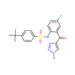 Cn1cc(C(=O)c2cc(Cl)ccc2NS(=O)(=O)c2ccc(C(C)(C)C)cc2)nn1 ZINC000113624239