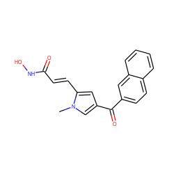 Cn1cc(C(=O)c2ccc3ccccc3c2)cc1/C=C/C(=O)NO ZINC000013559566