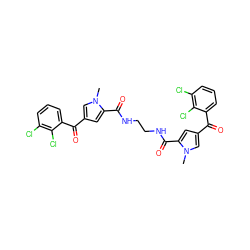 Cn1cc(C(=O)c2cccc(Cl)c2Cl)cc1C(=O)NCCNC(=O)c1cc(C(=O)c2cccc(Cl)c2Cl)cn1C ZINC001772601402