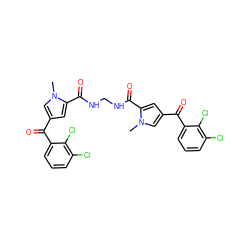 Cn1cc(C(=O)c2cccc(Cl)c2Cl)cc1C(=O)NCNC(=O)c1cc(C(=O)c2cccc(Cl)c2Cl)cn1C ZINC001772582426