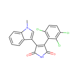 Cn1cc(C2=C(c3c(Cl)ccc(Cl)c3Cl)C(=O)NC2=O)c2ccccc21 ZINC000013447886