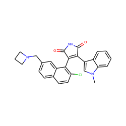 Cn1cc(C2=C(c3c(Cl)ccc4ccc(CN5CCC5)cc34)C(=O)NC2=O)c2ccccc21 ZINC001772640844