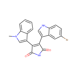 Cn1cc(C2=C(c3c[nH]c4ccc(Br)cc34)C(=O)NC2=O)c2ccccc21 ZINC000029125869