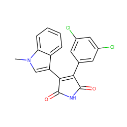 Cn1cc(C2=C(c3cc(Cl)cc(Cl)c3)C(=O)NC2=O)c2ccccc21 ZINC000013447883