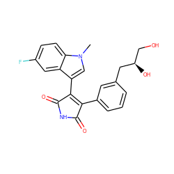 Cn1cc(C2=C(c3cccc(C[C@H](O)CO)c3)C(=O)NC2=O)c2cc(F)ccc21 ZINC000049037279