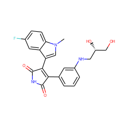 Cn1cc(C2=C(c3cccc(NC[C@H](O)CO)c3)C(=O)NC2=O)c2cc(F)ccc21 ZINC000005932684