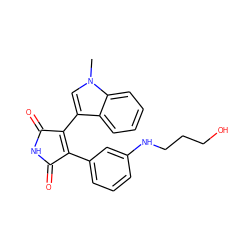 Cn1cc(C2=C(c3cccc(NCCCO)c3)C(=O)NC2=O)c2ccccc21 ZINC000049036327