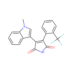 Cn1cc(C2=C(c3ccccc3C(F)(F)F)C(=O)NC2=O)c2ccccc21 ZINC000013447871