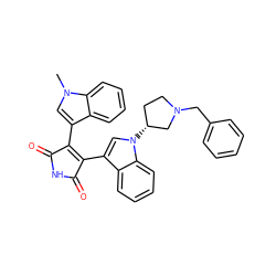 Cn1cc(C2=C(c3cn([C@@H]4CCN(Cc5ccccc5)C4)c4ccccc34)C(=O)NC2=O)c2ccccc21 ZINC000013489986