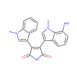 Cn1cc(C2=C(c3cn(C)c4c(N)cccc34)C(=O)NC2=O)c2ccccc21 ZINC000013447791