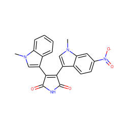 Cn1cc(C2=C(c3cn(C)c4cc([N+](=O)[O-])ccc34)C(=O)NC2=O)c2ccccc21 ZINC000000602485