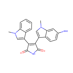 Cn1cc(C2=C(c3cn(C)c4cc(N)ccc34)C(=O)NC2=O)c2ccccc21 ZINC000013447777