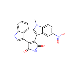 Cn1cc(C2=C(c3cn(C)c4ccc([N+](=O)[O-])cc34)C(=O)NC2=O)c2ccccc21 ZINC000013447759