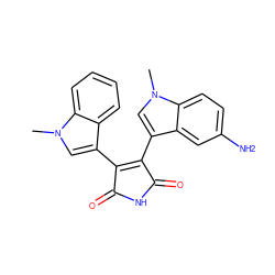 Cn1cc(C2=C(c3cn(C)c4ccc(N)cc34)C(=O)NC2=O)c2ccccc21 ZINC000013447738