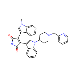 Cn1cc(C2=C(c3cn(C4CCN(Cc5ccccn5)CC4)c4ccccc34)C(=O)NC2=O)c2ccccc21 ZINC000001494900