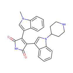 Cn1cc(C2=C(c3cn(C4CCNCC4)c4ccccc34)C(=O)NC2=O)c2ccccc21 ZINC000013489984