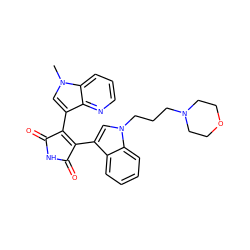 Cn1cc(C2=C(c3cn(CCCN4CCOCC4)c4ccccc34)C(=O)NC2=O)c2ncccc21 ZINC000043024806