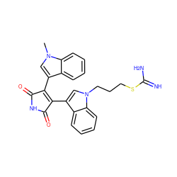 Cn1cc(C2=C(c3cn(CCCSC(=N)N)c4ccccc34)C(=O)NC2=O)c2ccccc21 ZINC000003797930