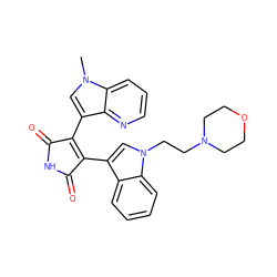 Cn1cc(C2=C(c3cn(CCN4CCOCC4)c4ccccc34)C(=O)NC2=O)c2ncccc21 ZINC000043018780