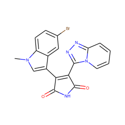 Cn1cc(C2=C(c3nnc4ccccn34)C(=O)NC2=O)c2cc(Br)ccc21 ZINC000299857593