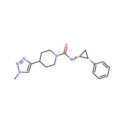 Cn1cc(C2CCN(C(=O)N[C@@H]3C[C@@H]3c3ccccc3)CC2)nn1 ZINC000043014222