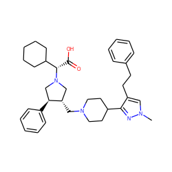 Cn1cc(CCc2ccccc2)c(C2CCN(C[C@H]3CN([C@@H](C(=O)O)C4CCCCC4)C[C@@H]3c3ccccc3)CC2)n1 ZINC000028014175