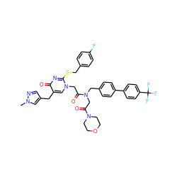 Cn1cc(Cc2cn(CC(=O)N(CC(=O)N3CCOCC3)Cc3ccc(-c4ccc(C(F)(F)F)cc4)cc3)c(SCc3ccc(F)cc3)nc2=O)cn1 ZINC000095545454