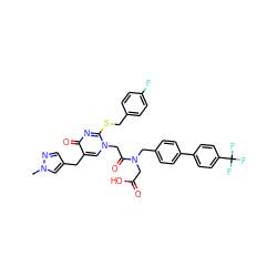 Cn1cc(Cc2cn(CC(=O)N(CC(=O)O)Cc3ccc(-c4ccc(C(F)(F)F)cc4)cc3)c(SCc3ccc(F)cc3)nc2=O)cn1 ZINC000003842933