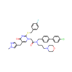 Cn1cc(Cc2cn(CC(=O)N(CCCN3CCOCC3)Cc3ccc(-c4ccc(Cl)cc4)cc3)c(SCc3ccc(F)cc3)nc2=O)cn1 ZINC000026578098